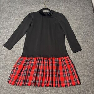 Polo Ralph Lauren Girls Dress XL 16 Black Plaid Velvet Collar